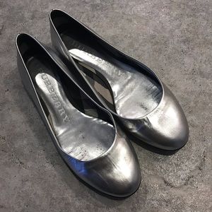 Silver Burberry flats